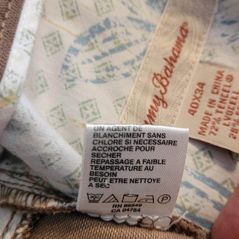 Vintage heren Tommy Bahama Tencel katoenen broek bruin ontspannen resortwear, € 40,- afbeelding 8