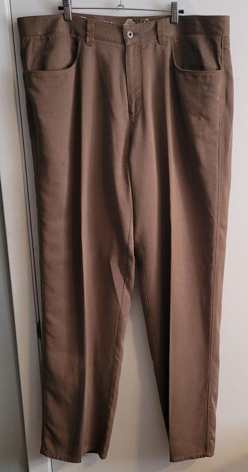 Vintage heren Tommy Bahama Tencel katoenen broek bruin ontspannen resortwear, € 40,- afbeelding 1