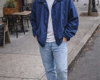 1990s Era Shell Jacket Men Blue Colourful | Vintage Multi Colour