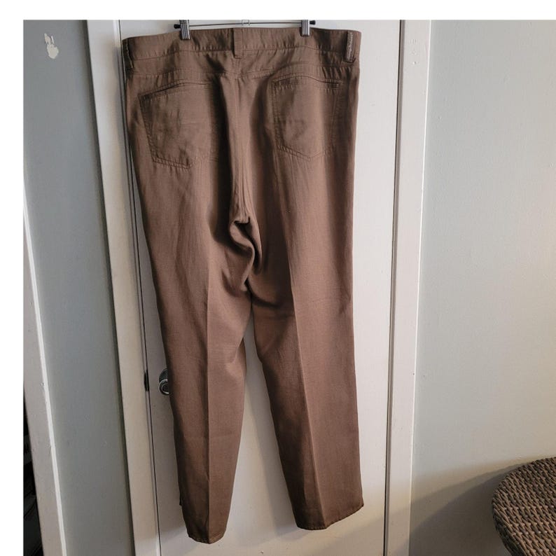 Vintage heren Tommy Bahama Tencel katoenen broek bruin ontspannen resortwear, € 40,- afbeelding 5