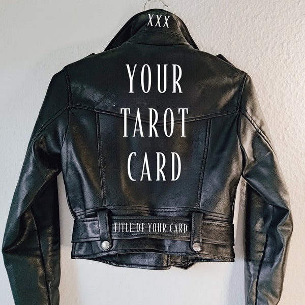 Personalisierbare handbemalte vegane Lederjacke - Custom Made To Order - Dein Tarot-Motiv