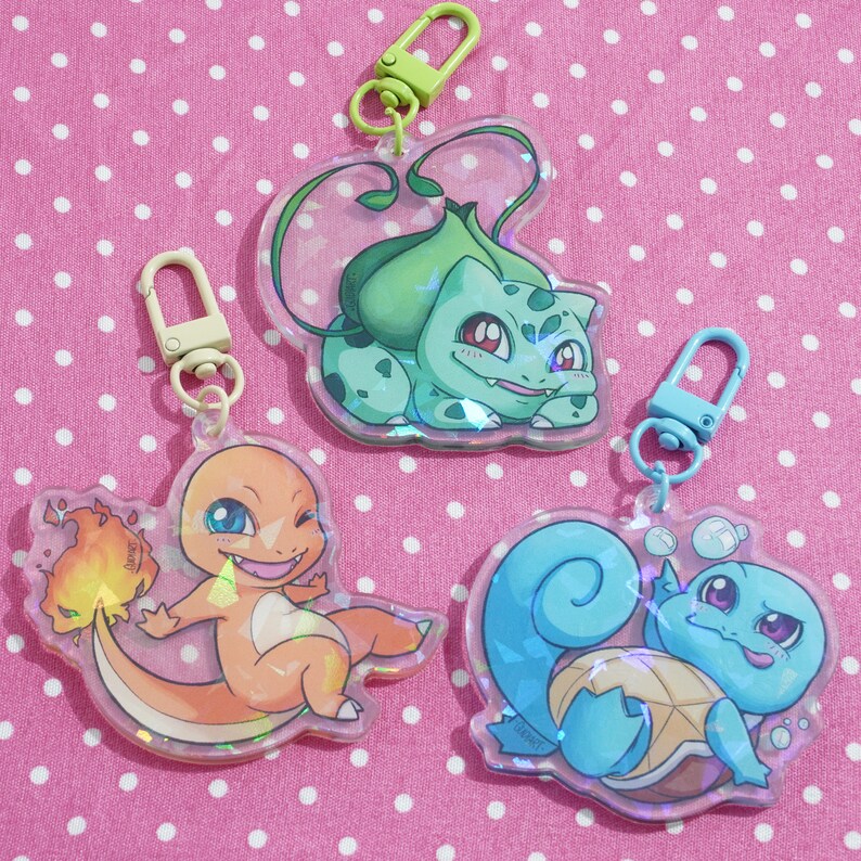 Pokemon Kanto Starters Keychains Etsy