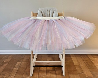 Rainbow High Chair Tutu, High Chair Tutu, High Chair Banner, First Birthday Decor, Smash Cake Party, Unicorn Party