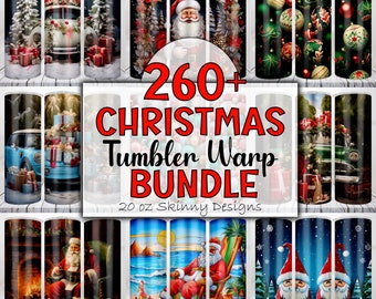 Christmas Tumbler Sublimation Designs: 20oz Skinny Tumbler Wrap Bundle (Digital)