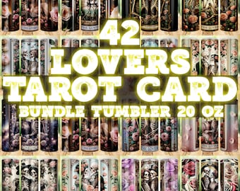Skeleton Tarot Card Tumbler Wrap Bundle: Sweary Witchy Design (PNG)