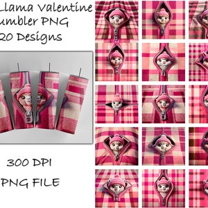 Llama 3D Valentine Tumbler Wrap Bundle, Valentine Tumbler Png, Valentine Sublimation Designs, Valentines Day Tumbler Wrap, Valentine Gift