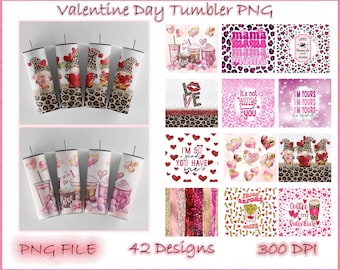 Paquete de envoltorios para vasos de San Valentín: diseños de vasos delgados de 20 oz (descarga digital)