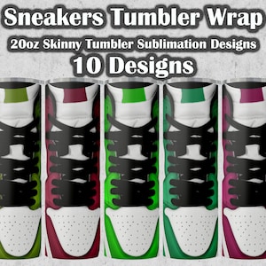 Bundle Sneakers tumbler wrap, 20oz Skinny Tumbler Sublimation Design, Sneakers shoes tumbler wrap PNG, Sneakers 20oz Tumbler Design