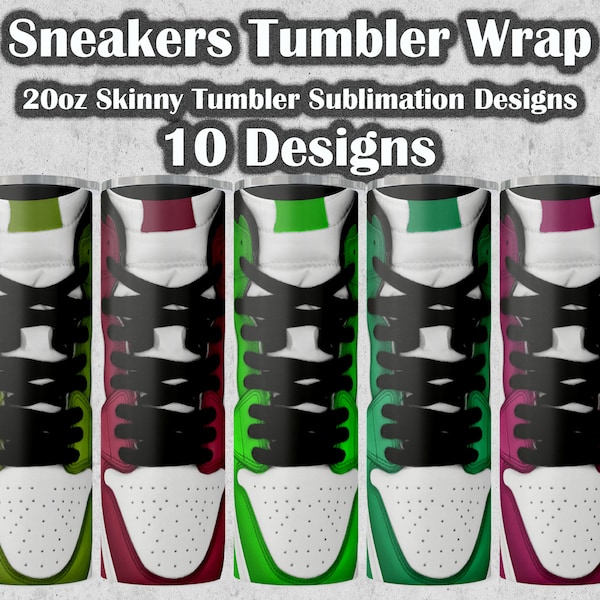 Bundle Sneakers tumbler wrap, 20oz Skinny Tumbler Sublimation Design, Sneakers shoes tumbler wrap PNG, Sneakers 20oz Tumbler Design