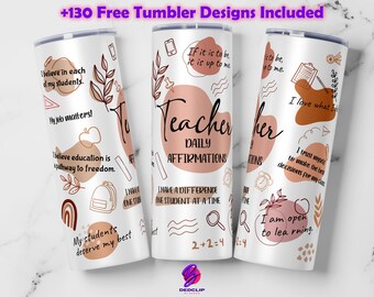 Teacher Affirmation Tumbler Wrap: Motivational Quotes (PNG Digital Download)