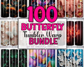 Butterfly Tumbler Wrap Bundle: 20oz Skinny Sublimation Designs (Digital Download)