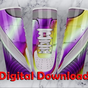 Rainbow Sneakers tumbler wrap, 20oz Skinny Tumbler Sublimation Design, Sneakers shoes tumbler wrap PNG, Rainbow Sneakers 20oz Tumbler Design
