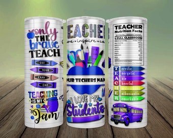 Gobelet pour professeur sublimation : emballage de verre mince de 20 oz (téléchargement instantané PNG)