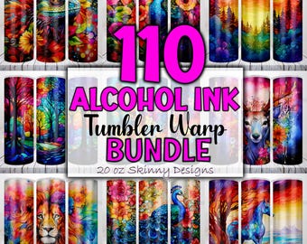 110 Alcohol Ink Tumbler Wraps: Vibrant 20 oz Skinny Designs (Digital Printable)