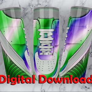 Rainbow Sneakers tumbler wrap, 20oz Skinny Tumbler Sublimation Design, Sneakers shoes tumbler wrap PNG, Rainbow Sneakers 20oz Tumbler Design