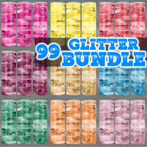 Bundle Glitter Tumbler Wrap, Tumbler Wrap Bundle, 99 Brush Texture Tumbler Warp, 20oz Skinny Tumbler Sublimation Design, Digital Download