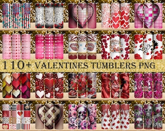 Plus de 110 paquets d&#39;emballages de gobelets pour la Saint-Valentin, lot de gobelets pour la Saint-Valentin, 20 oz modèles de Sublimation de gobelet maigre, téléchargement numérique de fichier PNG pour la Saint-Valentin.