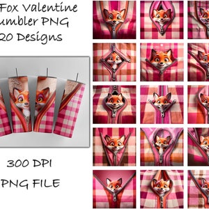 Fox 3D Valentine Tumbler Wrap Bundle, Valentine Tumbler Png, Valentine Sublimation Designs, Valentines Day Tumbler Wrap, Valentine Gift