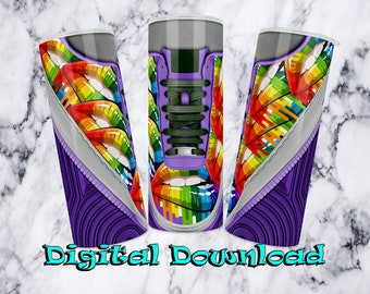 Envoltura para vaso deportivo: Labios arcoíris, diseño delgado de sublimación de 20 oz (descarga digital PNG)