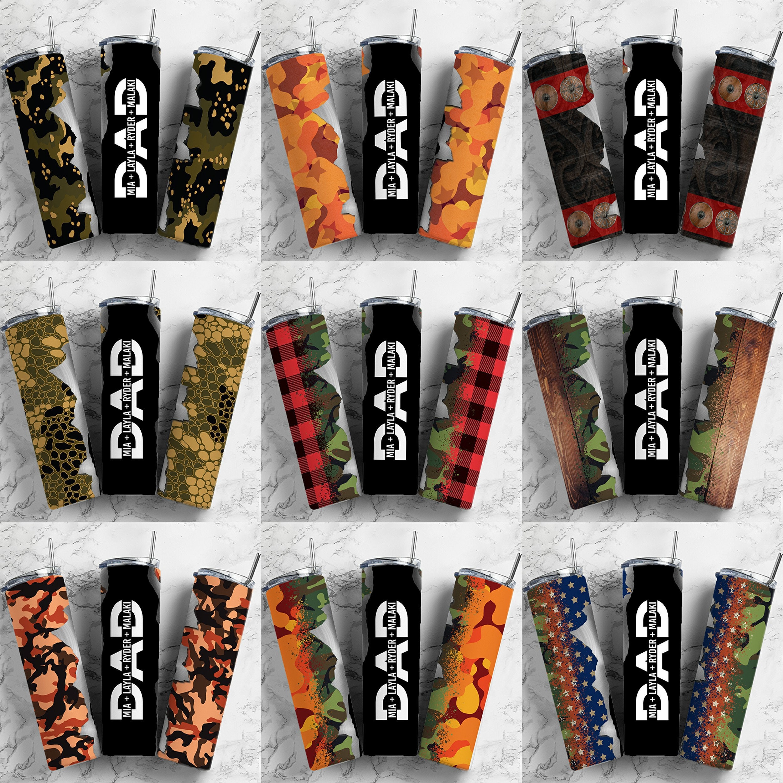 Dad Tumbler Wrap PNG Bundle: 20oz Straight Tumblers (digital Download ...