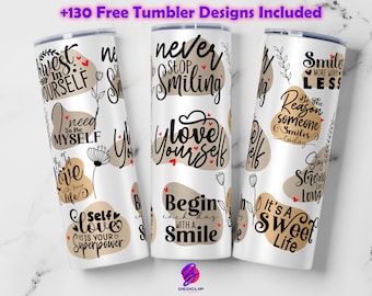 Positive Affirmation Tumbler Wrap Designs: Motivational Quotes (PNG Digital Download)