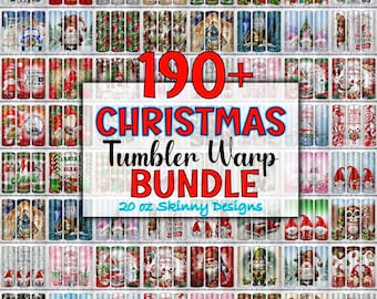 Christmas Tumbler Sublimation Designs: 20oz Skinny Tumbler Wrap Bundle (Digital PNG)