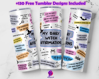 Affirmations 20oz Skinny Tumbler Sublimation Design (PNG)