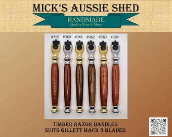 Handmade Timber Razor Handle for Gillette MACH 3