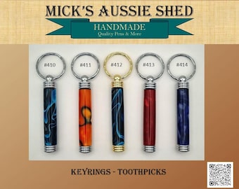 Handmade Toothpick Keyring - Various Colours
