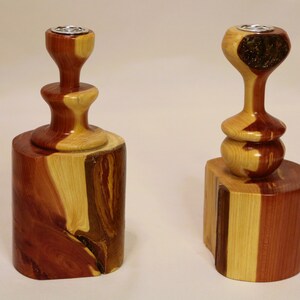 Rustic Wooden Candle Holders Set - Farmhouse Decor