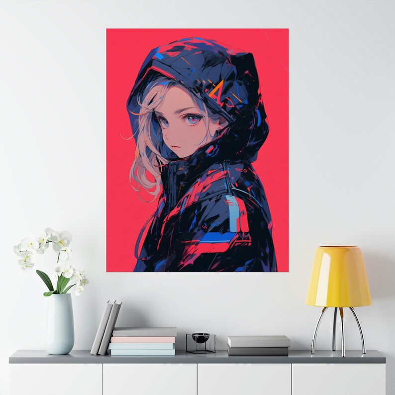 Pretty Anime Girl Poster, Anime Art Print, Waifu Poster, Japanese Wall Decal, Anime Gift for