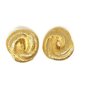 Vintage Les Bernard Dramatic Bold Huge Textured Gold Twist Clip Earrings