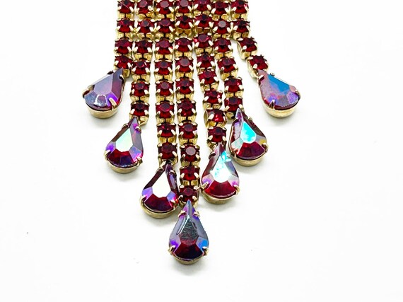 Massive Vintage Ruby Red Brooch and Earrings - image 4