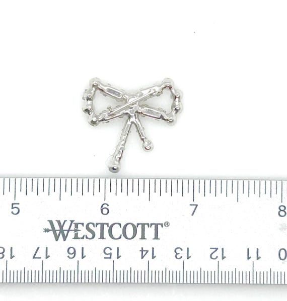 Tiny Rhinestone Vintage Bow Brooch - image 7