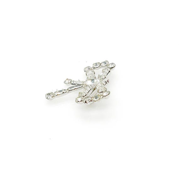 Tiny Rhinestone Vintage Bow Brooch - image 5