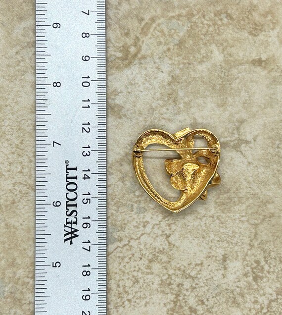 Avon Vintage Heart Pin with Golden Rhinestone Acc… - image 6