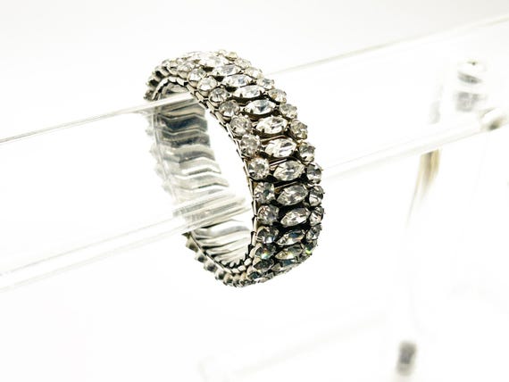 Dramatic Vintage Three Row Rhinestone Expansion B… - image 8