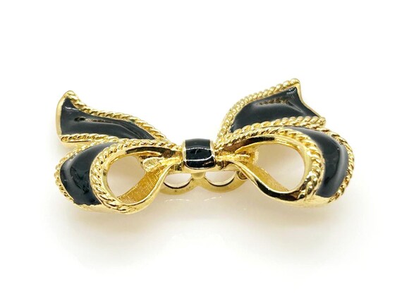 KJL For Avon "Camelot" Black Enamel Bow Necklace … - image 4