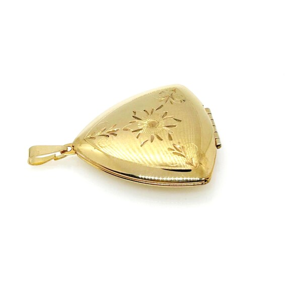 Vintage Gold Filled Triangular Scrollwork Locket - image 5