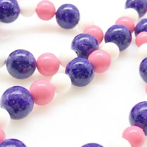 Vivid Vintage Pink, White and Deep Blue Beads Necklace
