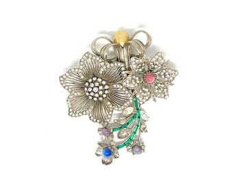 Massive 3 x 4 Vintage Thelma Deutsch Floral Brooch