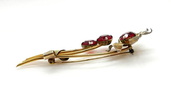 Sterling Silver & Bright Ruby Red Paste Vintage F… - image 6