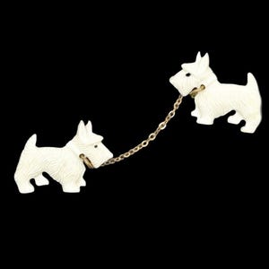 Vintage Tilco Double White Terrier Scottie Brooch Dog Lover
