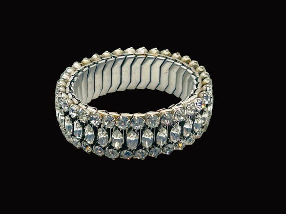 Dramatic Vintage Three Row Rhinestone Expansion B… - image 3
