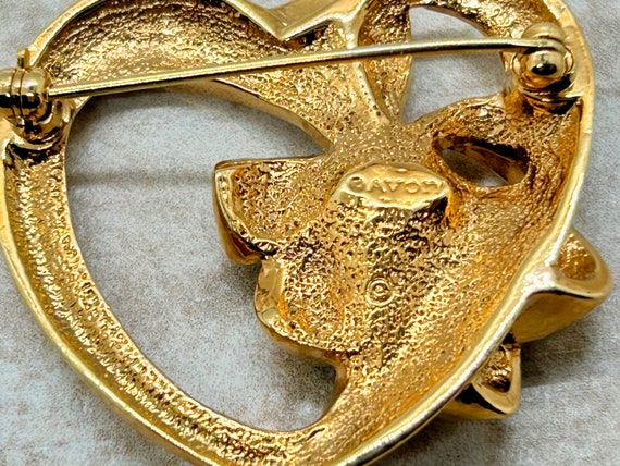 Avon Vintage Heart Pin with Golden Rhinestone Acc… - image 7