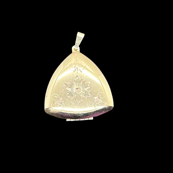 Vintage Gold Filled Triangular Scrollwork Locket - image 3