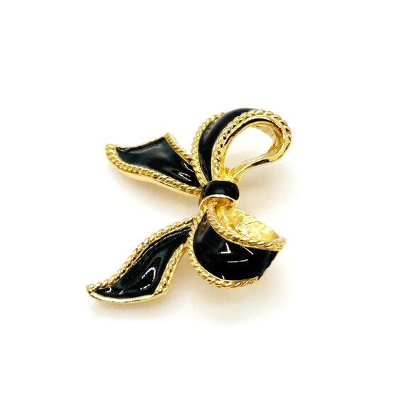 KJL For Avon "Camelot" Black Enamel Bow Necklace … - image 5