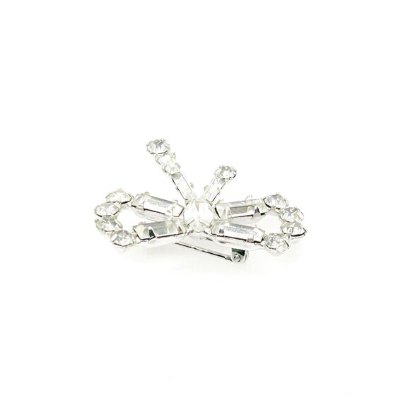 Tiny Rhinestone Vintage Bow Brooch - image 4