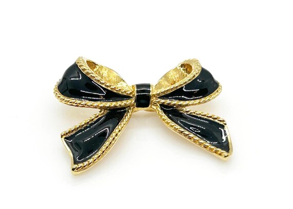 KJL For Avon "Camelot" Black Enamel Bow Necklace … - image 6