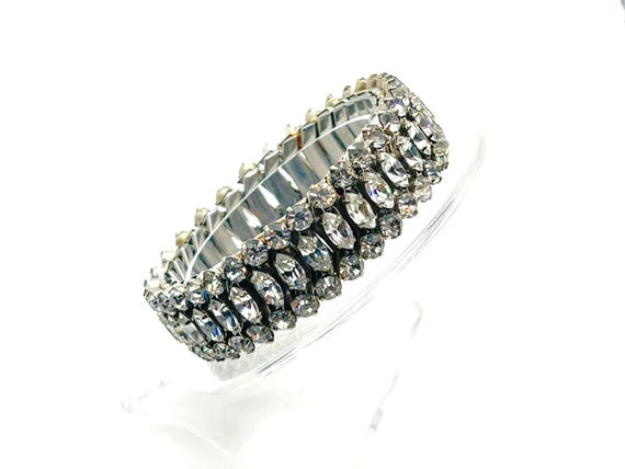 Dramatic Vintage Three Row Rhinestone Expansion B… - image 1